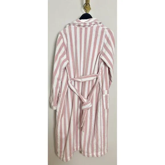 NORDSTROM Stripe Hydrocotton Terry Robe in Pink Peachskin White Stripe Medium